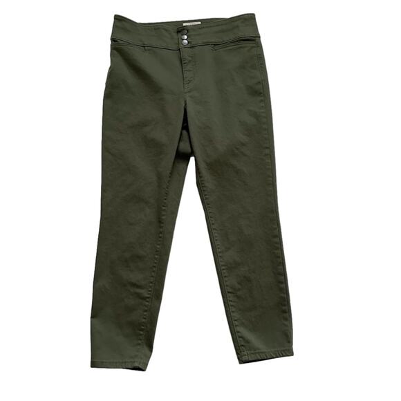 Loft Pants Army Green Stretch High Rise High Waisted Tapered Ankle Pants Size 12 - Picture 1 of 12
